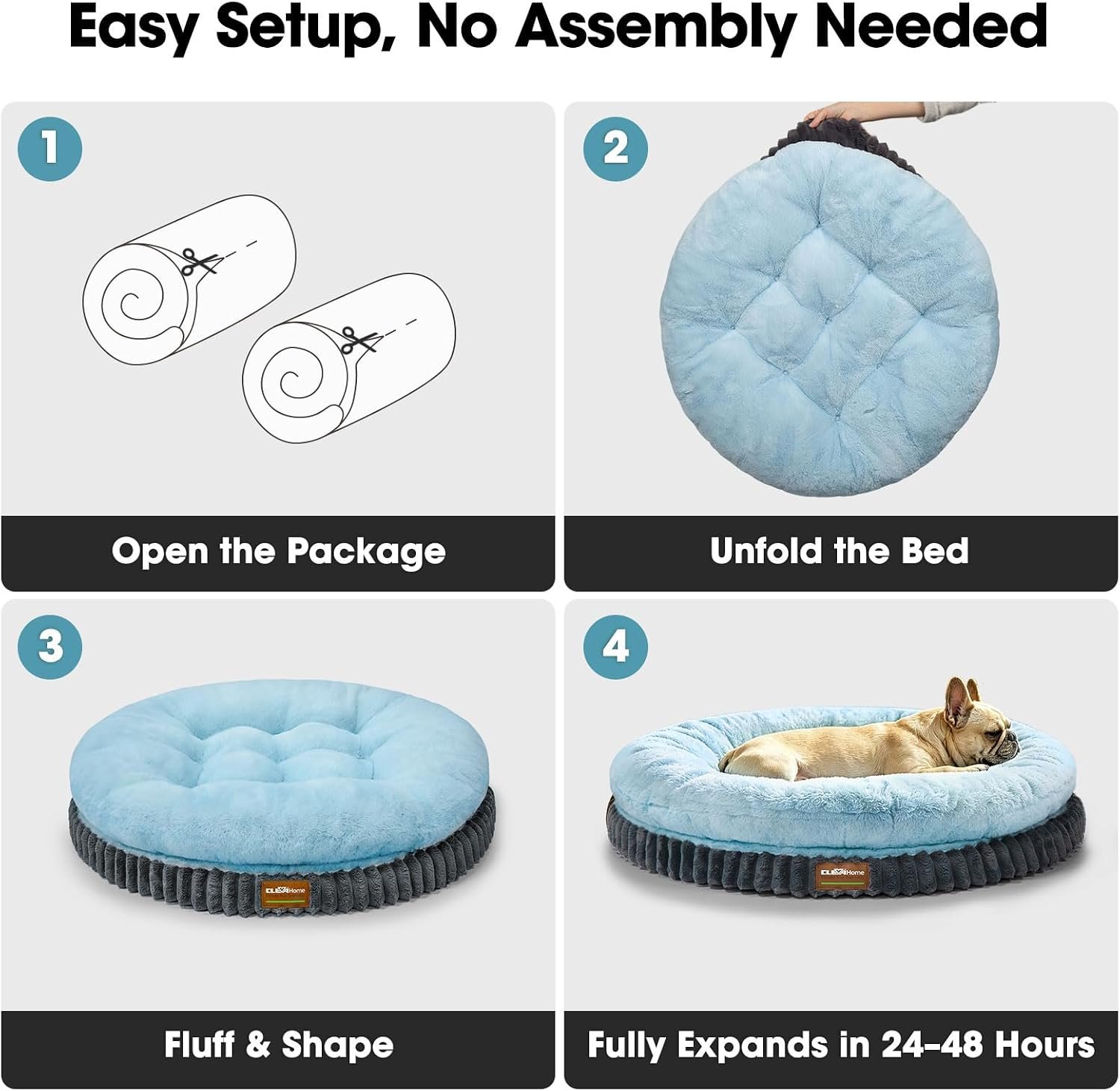 ClevaHome Orthopedic Dog Bed for Large Medium Dogs, 42in Ice Blue - Image 10