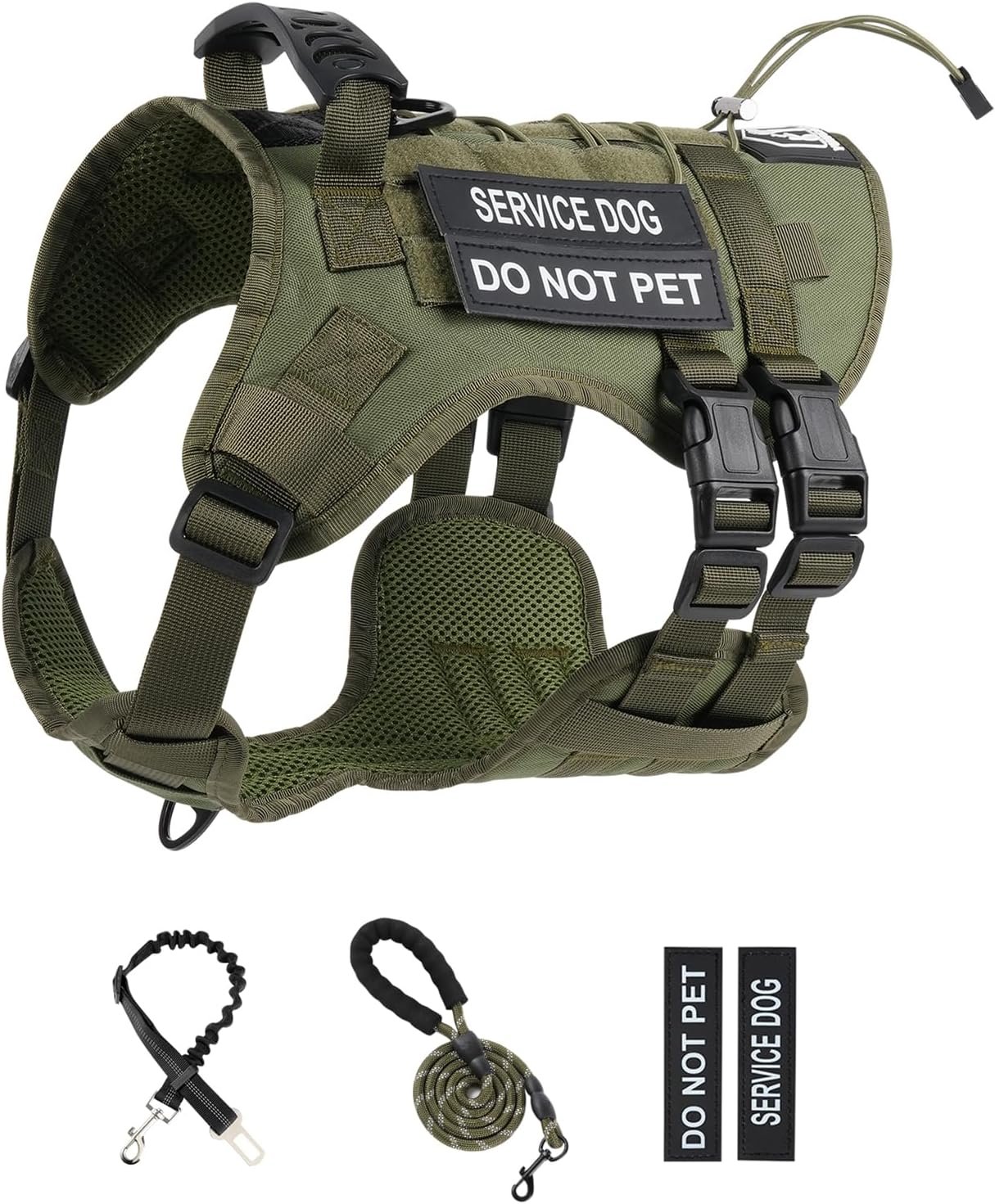 No Pull Tactical Dog Harness Medium Sized Dog, Service Dog Vest, M,Green - Image 7
