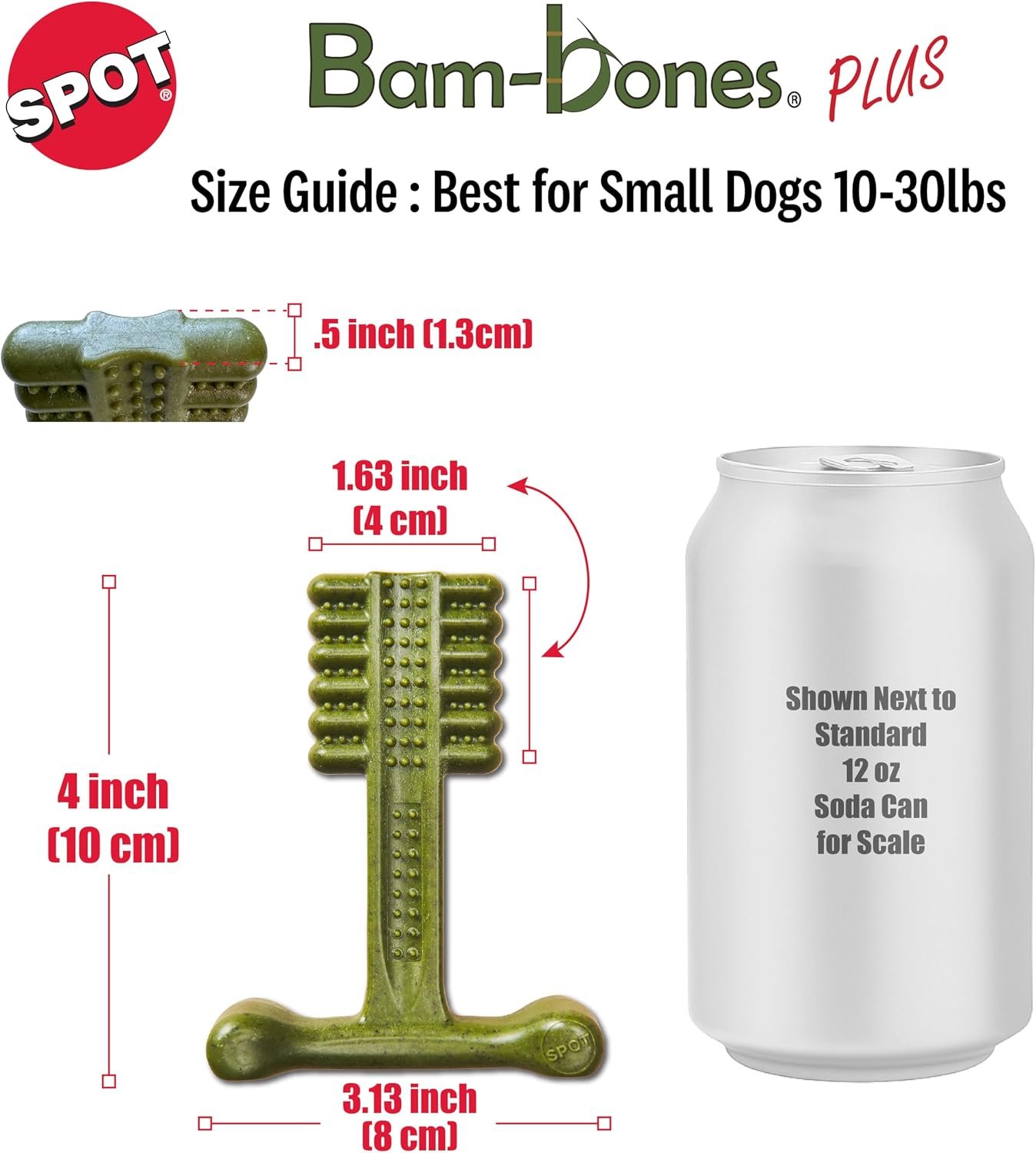 SPOT Bam-Bones Plus Toothbrush Dog Chew Toy for Small Dogs 10–30 lbs, Bamboo & Nylon Dental Chew with Mint & Baking Soda, Cleans Teeth & Freshens Breath, for Moderate to Heavy Chewers, 4 Inch - Image 5