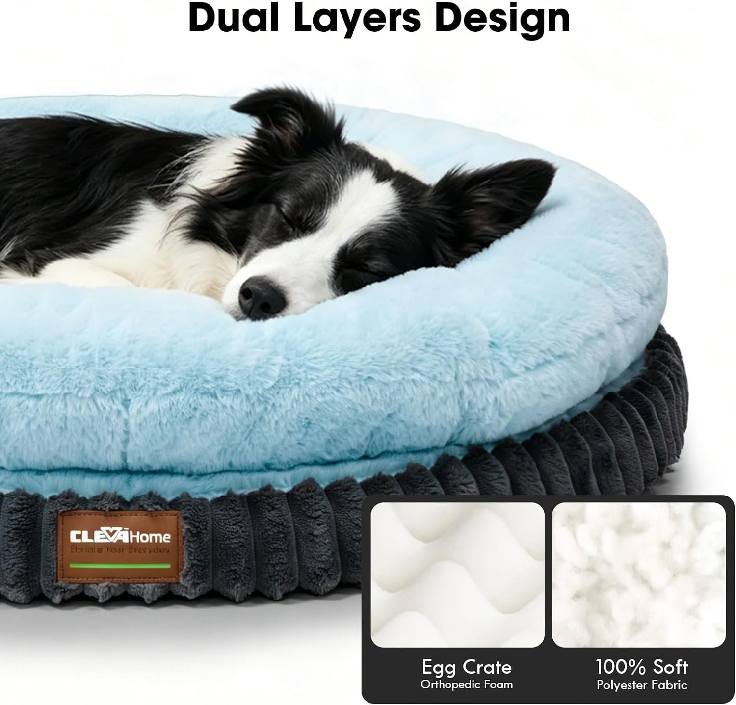 ClevaHome Orthopedic Dog Bed for Large Medium Dogs, 42in Ice Blue - Image 4