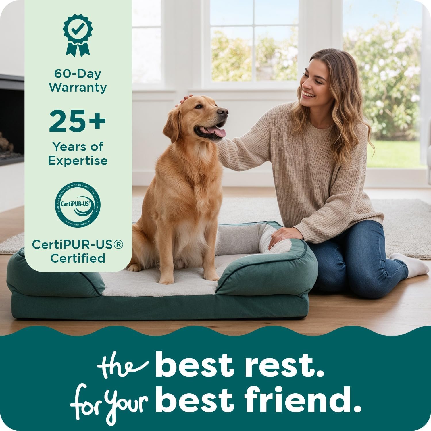 FurHaven Cooling Gel Dog Bed for Large Dogs, Comfort Sofa Bed with Cool Gel-Top Foam with a Solid Orthopedic Foam Base for Joint Support, Washable Cover, Jumbo XL, Plush & Velvet, Celadon Green. - Image 9