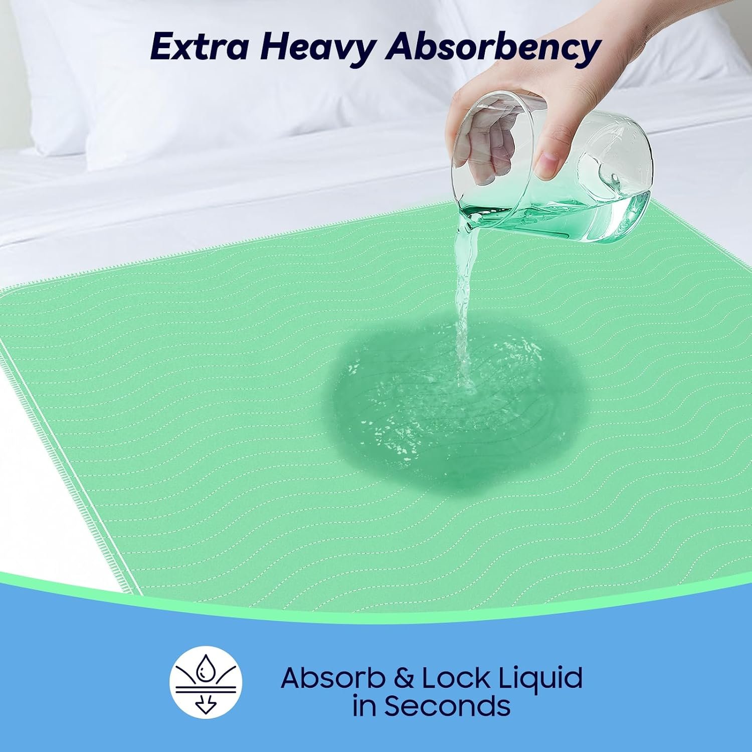 4 Pack 24” x 24” Extra Heavy Absorbency Washable Underpads Bed Pads - Image 3