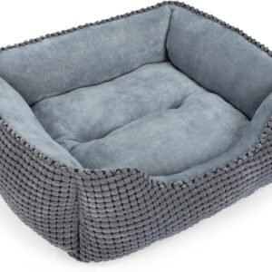 MIXJOY Dog Bed for Large Medium Small Dogs, Rectangle Washable Sleeping Puppy Bed, Soft Calming Cat Beds for Indoor Cats, Orthopedic Pet Sofa Bed, Anti-Slip Bottom with Multiple Size (20'', Grey)