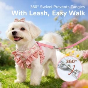 Alternative view of Small Dog Harness and Leash Set,Soft Adjustable Pink Puppy Harness