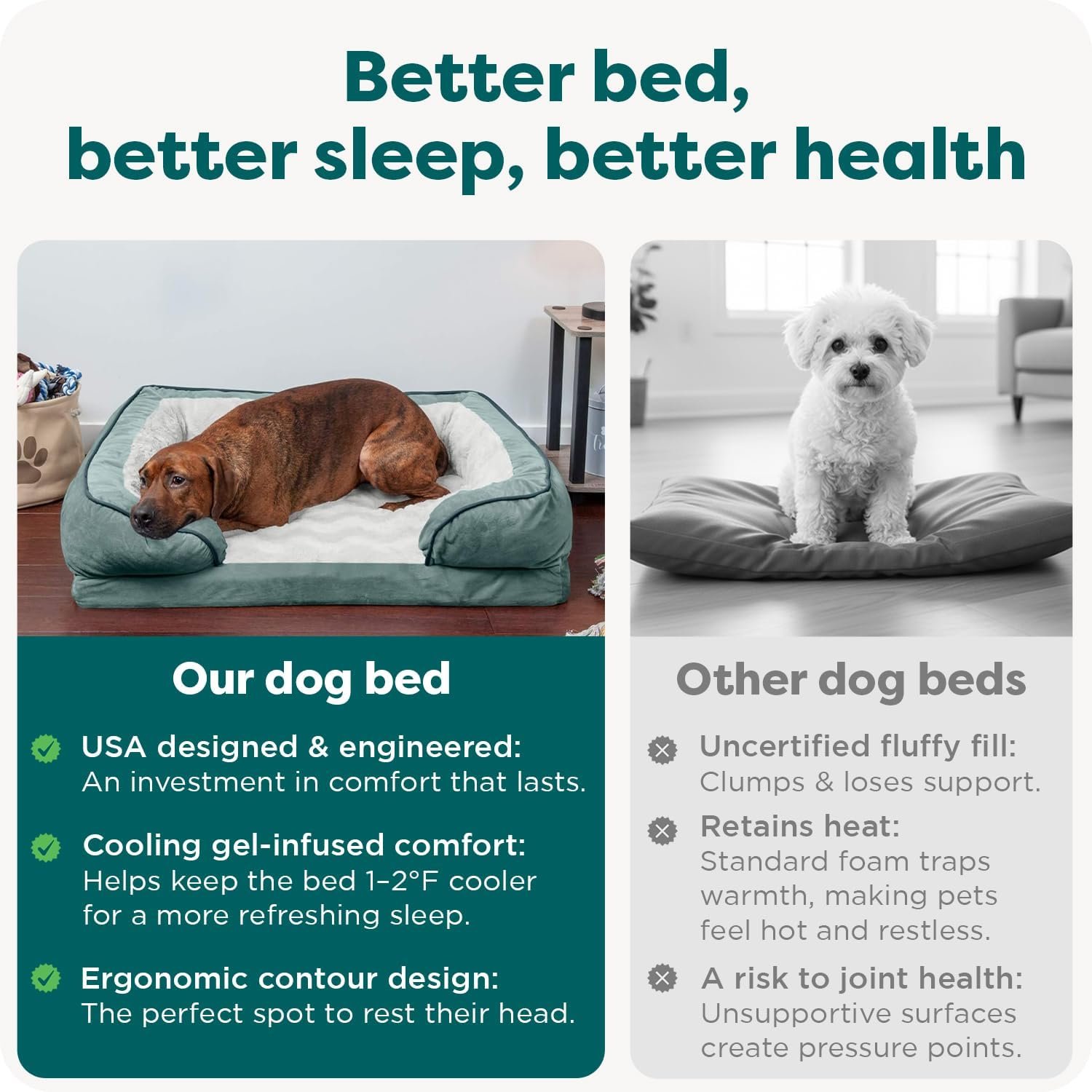 FurHaven Cooling Gel Dog Bed for Large Dogs, Comfort Sofa Bed with Cool Gel-Top Foam with a Solid Orthopedic Foam Base for Joint Support, Washable Cover, Jumbo XL, Plush & Velvet, Celadon Green. - Image 7