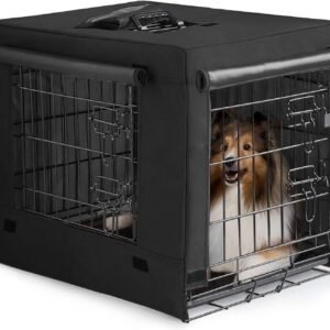 DONORO Dog Crates for Small Size Dogs Indoor Double Door Dog Kennels & Houses for Puppy and Cats, Collapsible Metal Contour Dog Cages (Black, 24.0" L x 18.0" W x 20.0" H)