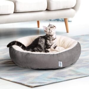 Alternative view of Love's cabin Round Donut Cat and Dog Cushion Bed, 20in Bed for Cats or Small Dogs, Anti-Slip & Water-Resistant Bottom, Super Soft Durable Fabric Pet Beds, Washable Luxury Cat & Dog Bed Gray