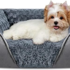 Rectangle Washable Orthopedic Dog Bed for Small, Medium and Large Dogs, Soft Calming, Sleeping Puppy Bed Durable Pet Cuddler with Anti-Slip Bottom, S (20"x19"x6")