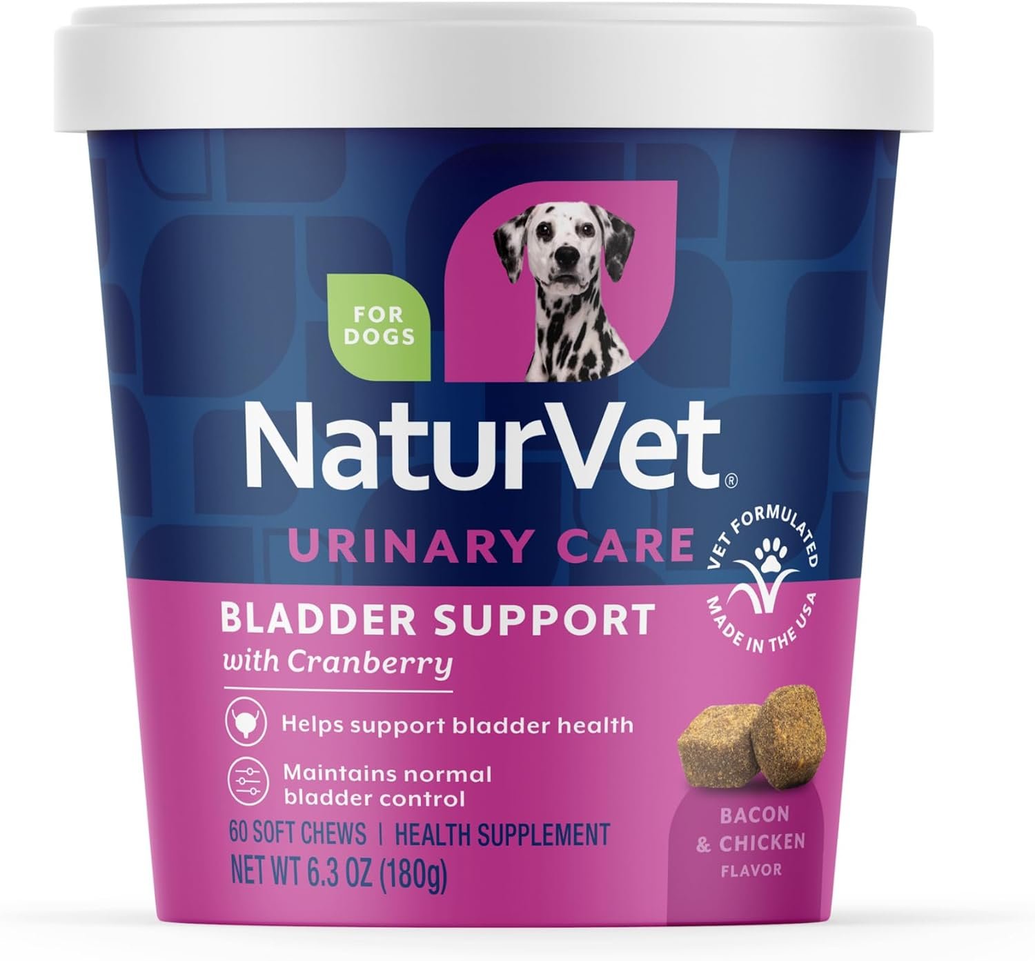 NaturVet Bladder Support Plus Cranberry for Dogs, 60 ct Soft Chews