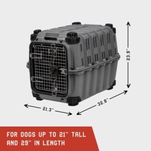 Alternative view of Mammoth Guardian 32" Heavy-Duty Travel Dog Kennel - Outdoor Crate for Puppies, Small & Medium Dogs, Secure 3 Bolt Lock, Pet Carrier, Adventure Ready for Hunting, Camping & Offroad – Gunmetal Gray