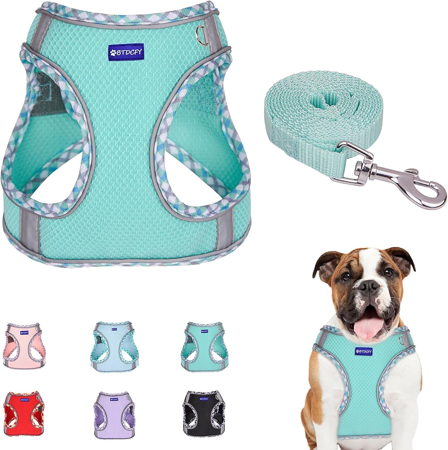 Step in Mesh Dog Harness and Leash Set Breathable Air Mesh Harness