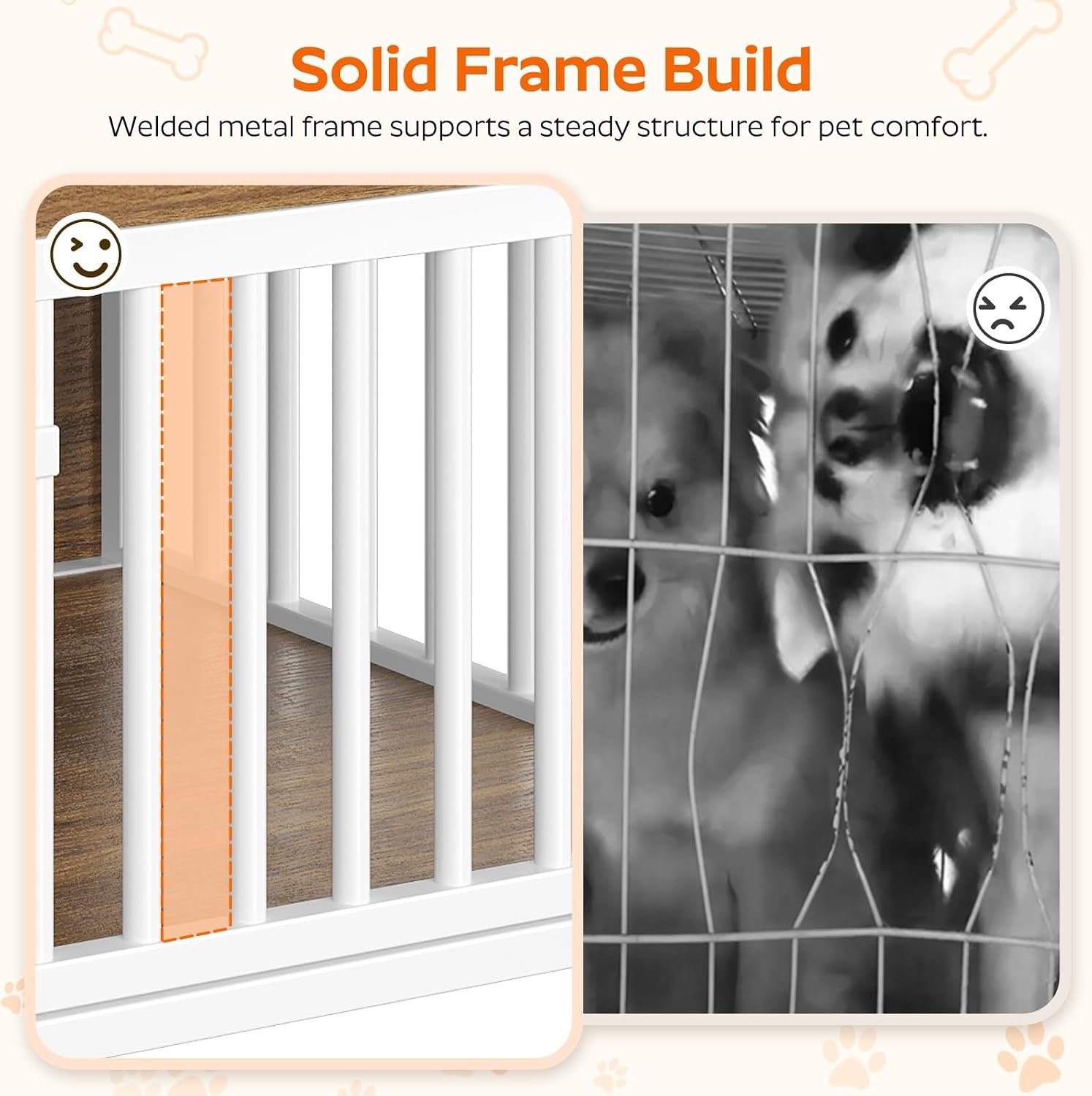 YATINEY Dog Crate Furniture, Wooden Dog Kennel with Storage, Indoor Pet Crate End Table, Two-Tier Small Dogs House, Chew-Proof, for Living Room, Bedroom, White and Walnut DC01WH - Image 4