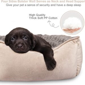 Alternative view of JOEJOY Rectangle Dog Bed for Large Medium Small Dogs - Washable Orthopedic Sofa Bed, Soft Breathable Puppy & Pet Cuddler, Durable Calming Dog Bed with Anti-Slip Bottom, Multiple Sizes, Beige