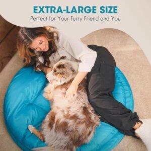 Alternative view of ClevaHome Orthopedic Dog Bed for Large Dogs, 36 inches Dual Layer Water Repellent Round Pet Bed with Washable Cover Nonslip Bottom（Mosaic Blue）