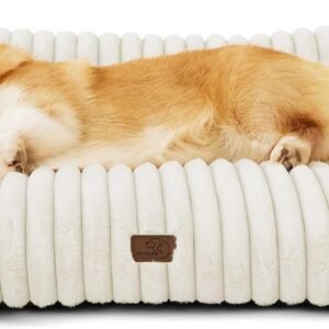 Bedsure ComfyFleece® Shown on TV Cute Dog Couch for Medium Dogs,36in Cream