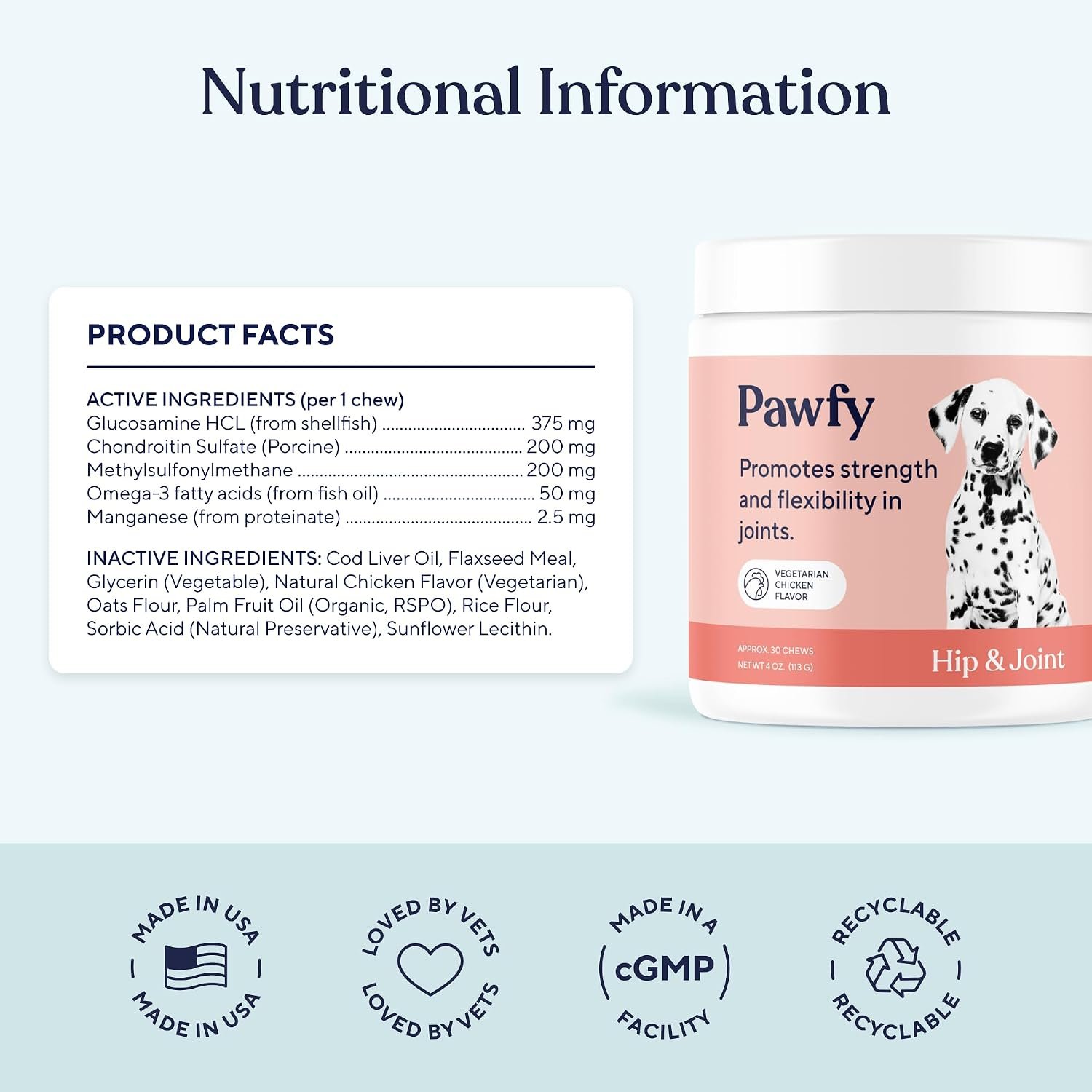 Pawfy Hip & Joint Supplement for Dogs - Glucosamine Chondroitin & MSM - Image 4