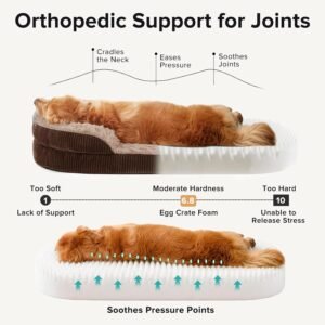 Alternative view of Fluffy Orthopedic Dog Beds Large Sized Dog, XL Egg-Crate Foam Bolster Sofa Bed with Washable Removable Waterproof Cover, Fluffy Plush Faux Fur Dog Bed with Non-Skid Bottom