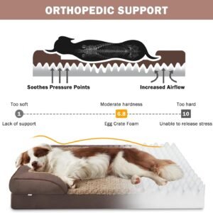 Alternative view of Orthopedic Dog Beds Large Sized, XL Egg-Crate Foam Dog Couch with Washable Removable Cover, Waterproof Lining and Nonskid Bottom