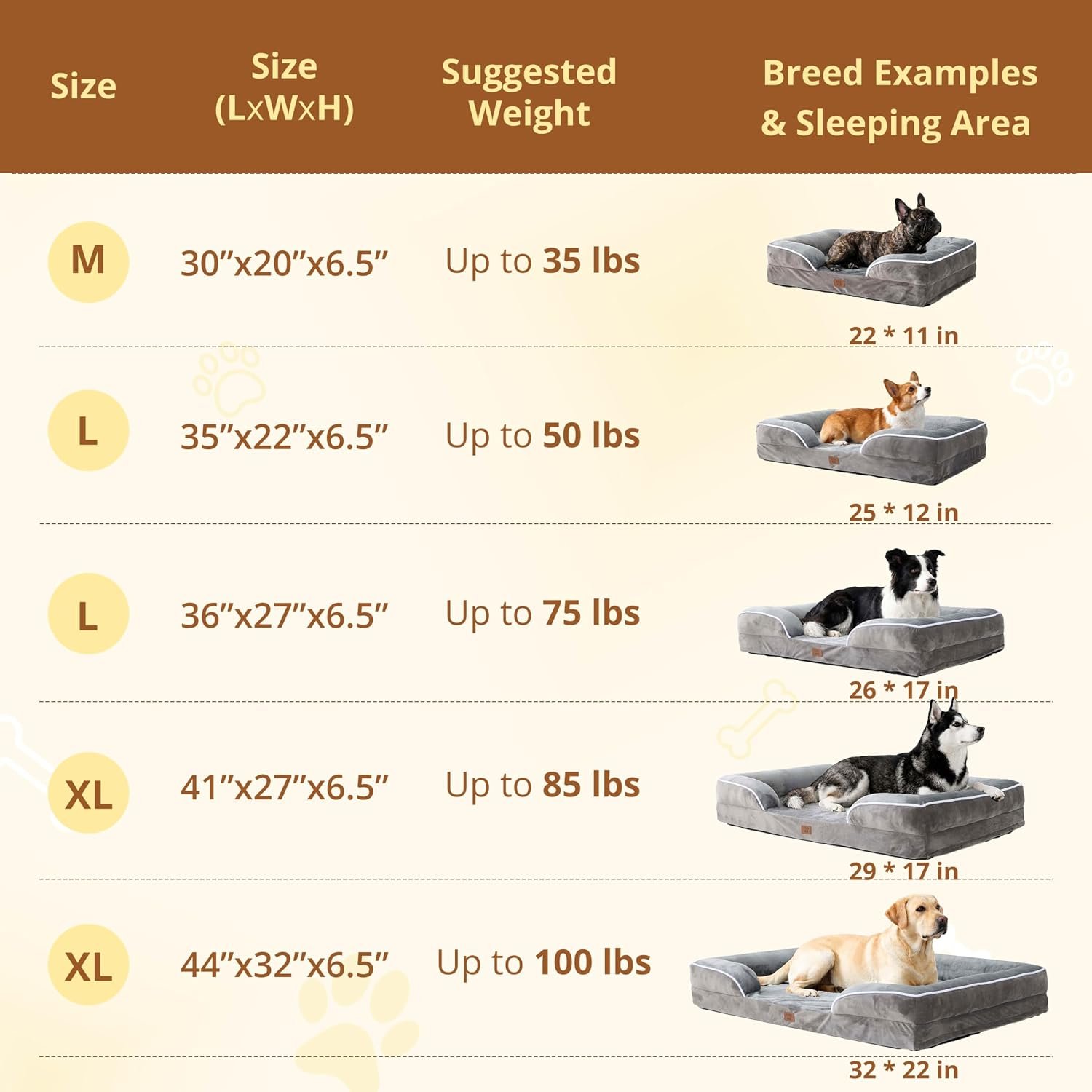 EGOHOME Orthopedic Large Dog Bed, Waterproof Washable L Pet Bed 41" - Image 3