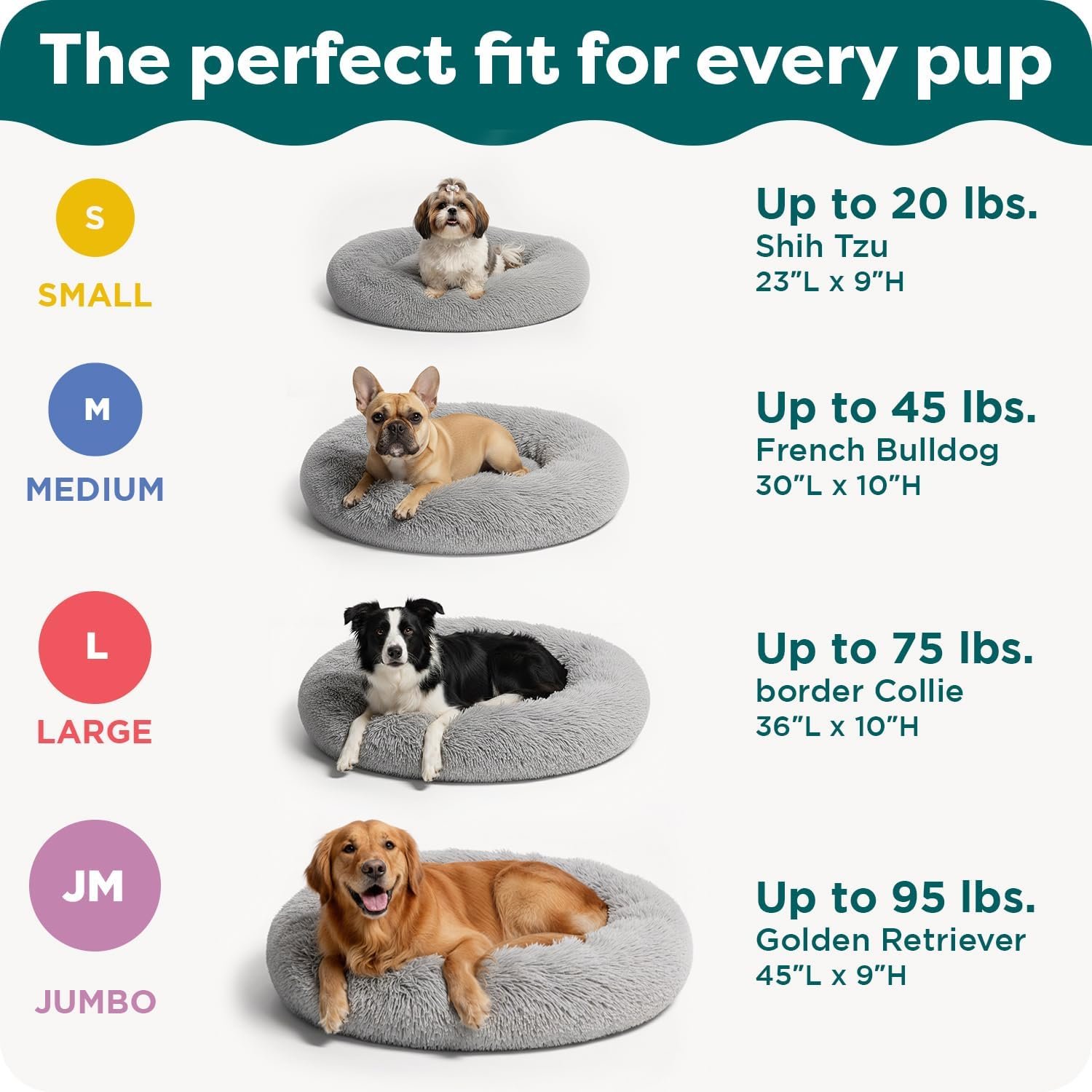 Furhaven 30" Round Calming Donut Dog Bed for Medium/Small Dogs, Refillable w/ Removable Washable Cover, For Dogs Up to 45 lbs - Shaggy Plush Long Faux Fur Donut Bed - Gray, Medium - Image 6