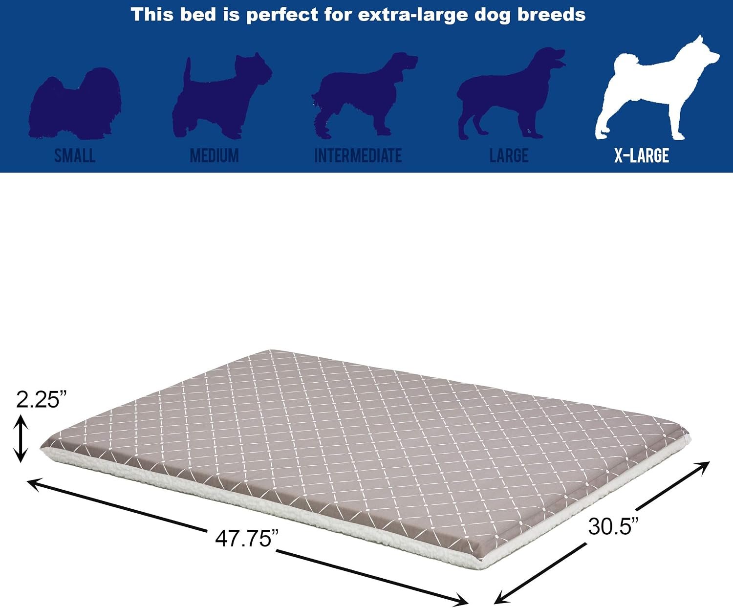MidWest Homes for Pets Quiet Time Couture Paxton Pet Bed in Mushroom/Fleece with Pillow Cover, Mushroom, 48" (40748-MRD) - Image 2