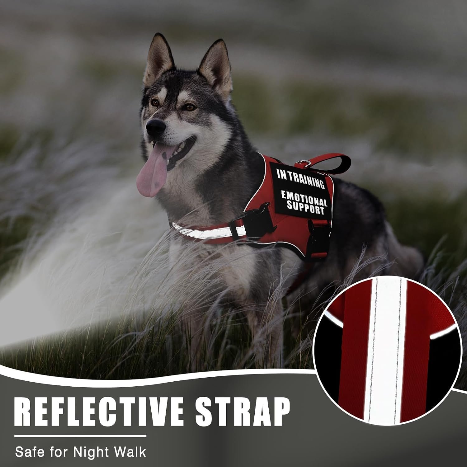 Service Dog Vest Harness+Metal ID Tag+10 Velcro Patches,Red Medium - Image 6