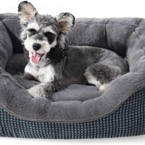 Small Dog Bed for Small Dogs, Cat Beds for Indoor Cats Washable, Orthopedic Dog Bed, Warming Soft Calming Sleeping Puppy Bed Durable Pet Bed with Anti-Slip Bottom S(20"x19"x6")