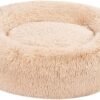 Amazon Basics Washable Donut Pet Bolster Faux Fur Bed with Removable Cover, Anti-Slip Bottom for Dog, Beige, 36" x 36"