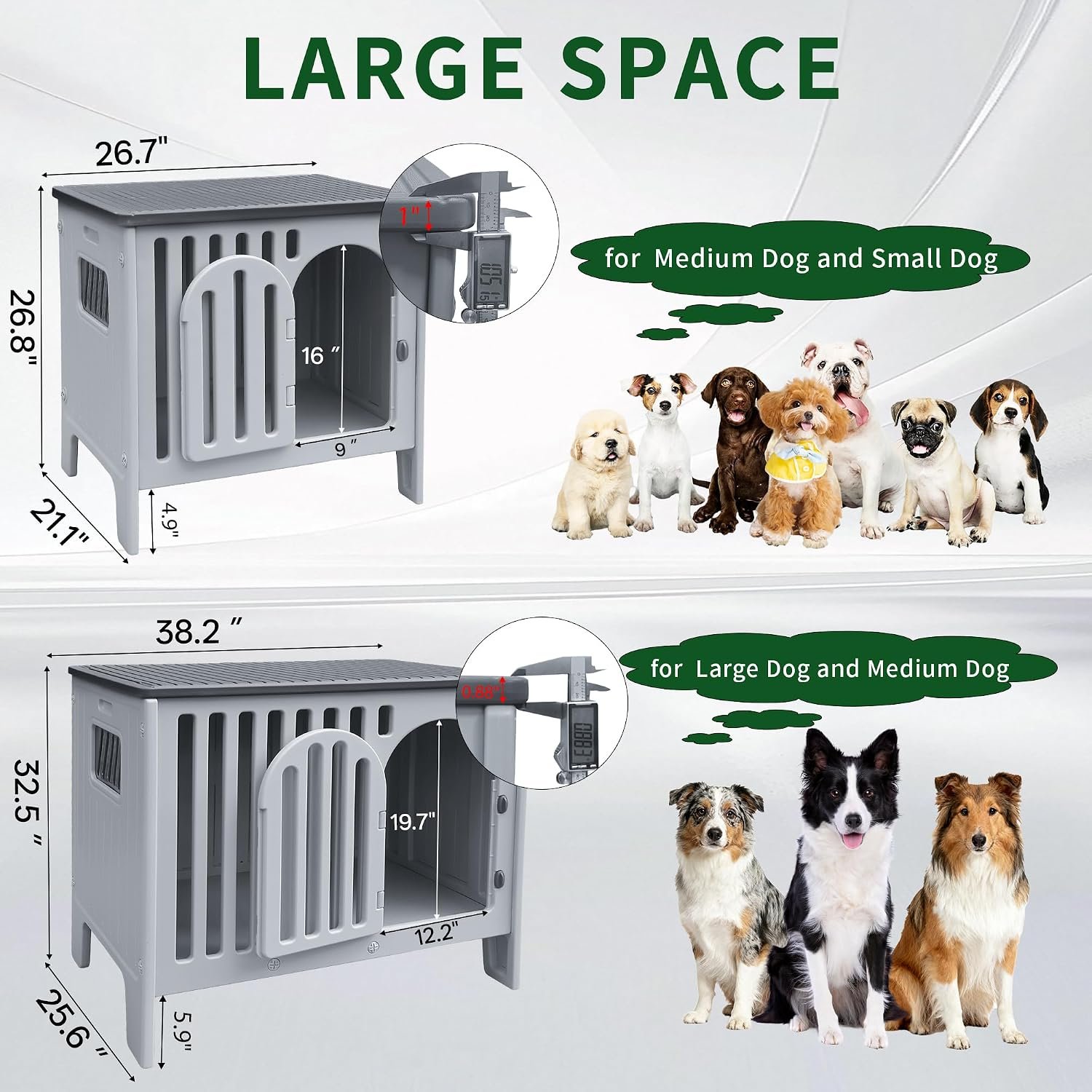 Dog Crate Furniture 26.8“ Plastic Dog Kennel Indoor for Medium and Small Dogs Cage Table - Image 7