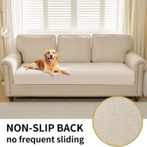 Alternative view of HAOMAIJIA Waterproof Couch Cover for Dogs Washable,Faux Fur Pet Couch Covers for Sofa,Soft Dog Bed Cover Non-Slip Couch Covers for 3 Cushion Couch Sofa Pet Friendly (Off White, 35" x 74")