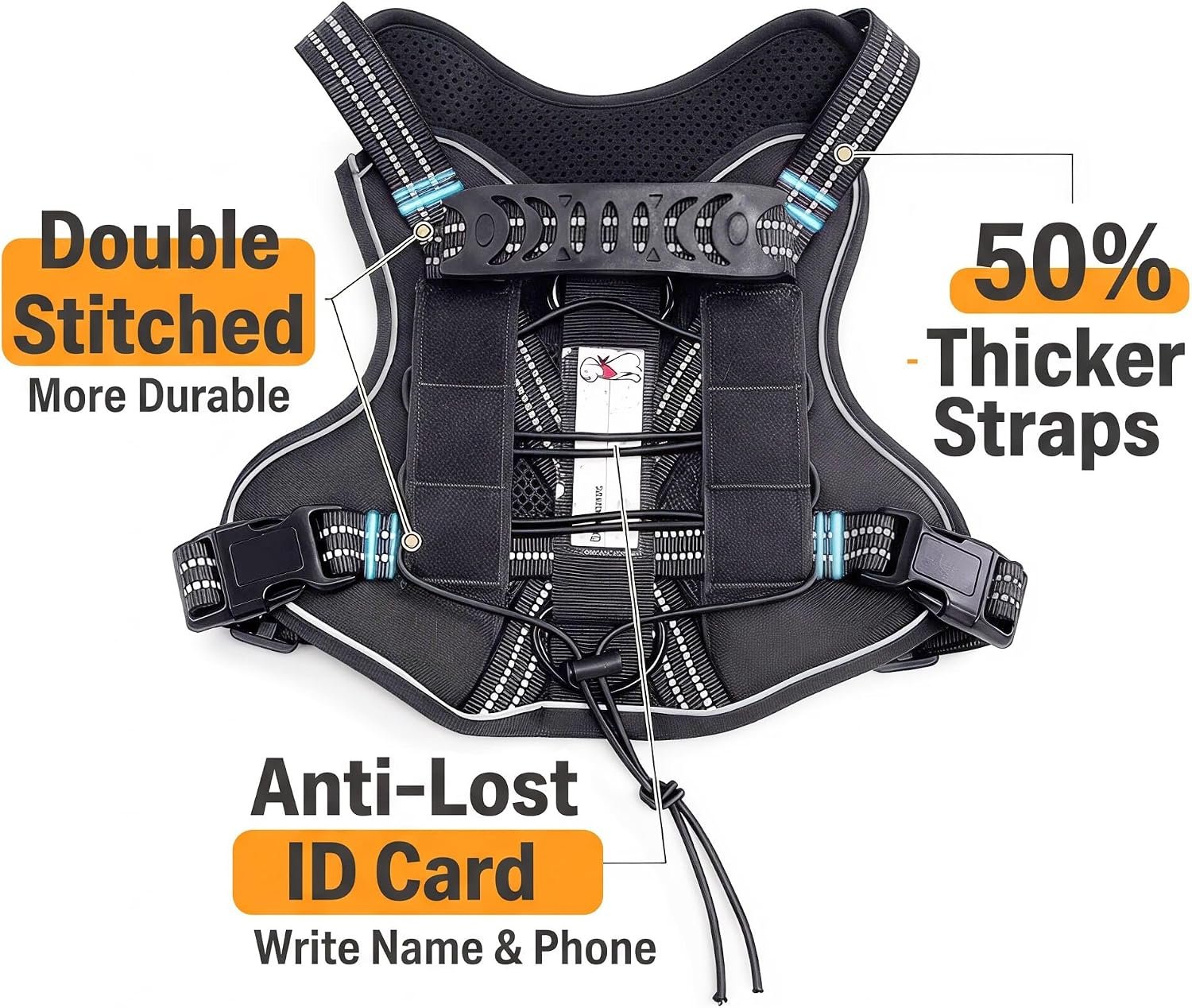 Dog Harness and Leash Set for Large Dogs, No Pull Tactical Dog Harness, Service Dog Vest with Name Patches, Adjustable Reflective Military Dog Harness with Handle & MOLLE for Training, Black, L - Image 5