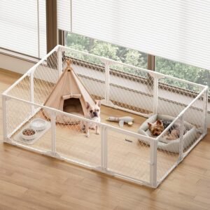 Dog Playpen Indoor Metal Pen, 10 Panel, 24" H, White Puppy Playpen
