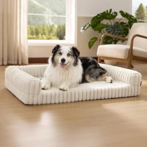 Bedsure ComfyFleece® Memory Foam Orthopedic XL Dog Bed Washable 42" Cream