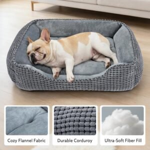 Alternative view of MIXJOY Dog Bed for Large Medium Small Dogs, Rectangle Washable Sleeping Puppy Bed, Soft Calming Cat Beds for Indoor Cats, Orthopedic Pet Sofa Bed, Anti-Slip Bottom with Multiple Size (20'', Grey)