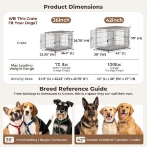 Alternative view of 36 Inch Collapsible Dog Crate for Medium Dogs, Sliding Double Door