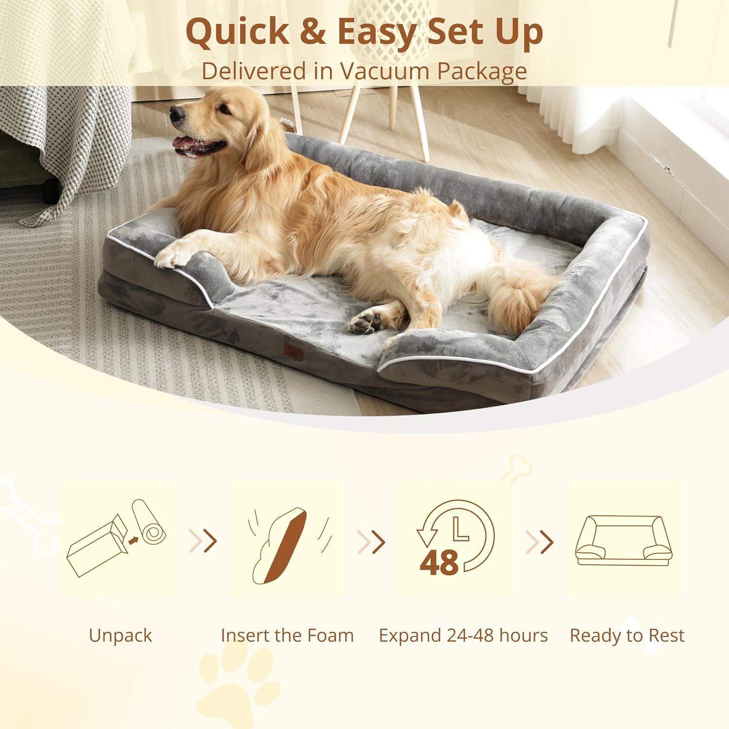 EGOHOME Orthopedic Large Dog Bed, Waterproof Washable L Pet Bed 41" - Image 8