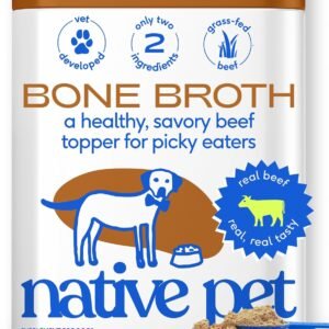 Native Pet Bone Broth for Dogs and Cats - Made with Real Beef Bone Broth, Dog Food Toppers for Picky Eaters - Provides Extra Hydration & Nutrition for Joint Strength, Immunity & Heart Health-96 Scoops