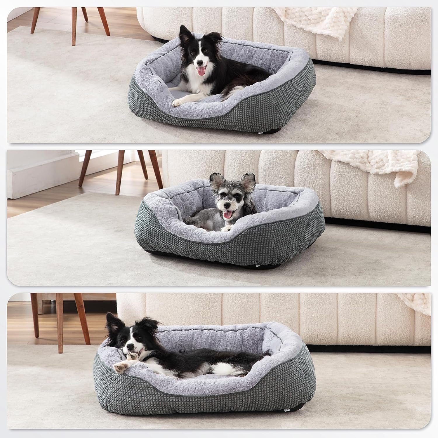 Medium Dog Beds for Medium Dogs Washable, Rectangle Dog Bed Medium Size Dog, Orthopedic Dog Bed, Warming Soft Calming Sleeping Puppy Bed Durable Pet Bed with Anti-Slip Bottom M(30"x24"x9") - Image 8