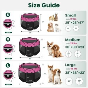 Alternative view of Love's cabin Pet Puppy Dog Playpen, Medium Dog Tent Crates Cage Indoor/Outdoor, Portable Playpen for Cat, Foldable Pop Up Dog Kennel Playpen with Carring Case, Removable Zipper Top, Pink