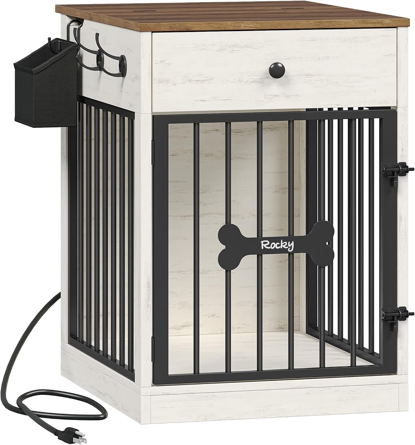 Hzuaneri 24.6 in Dog Crate Furniture with Storage & Power Indoor Dog Kennel - Image 8