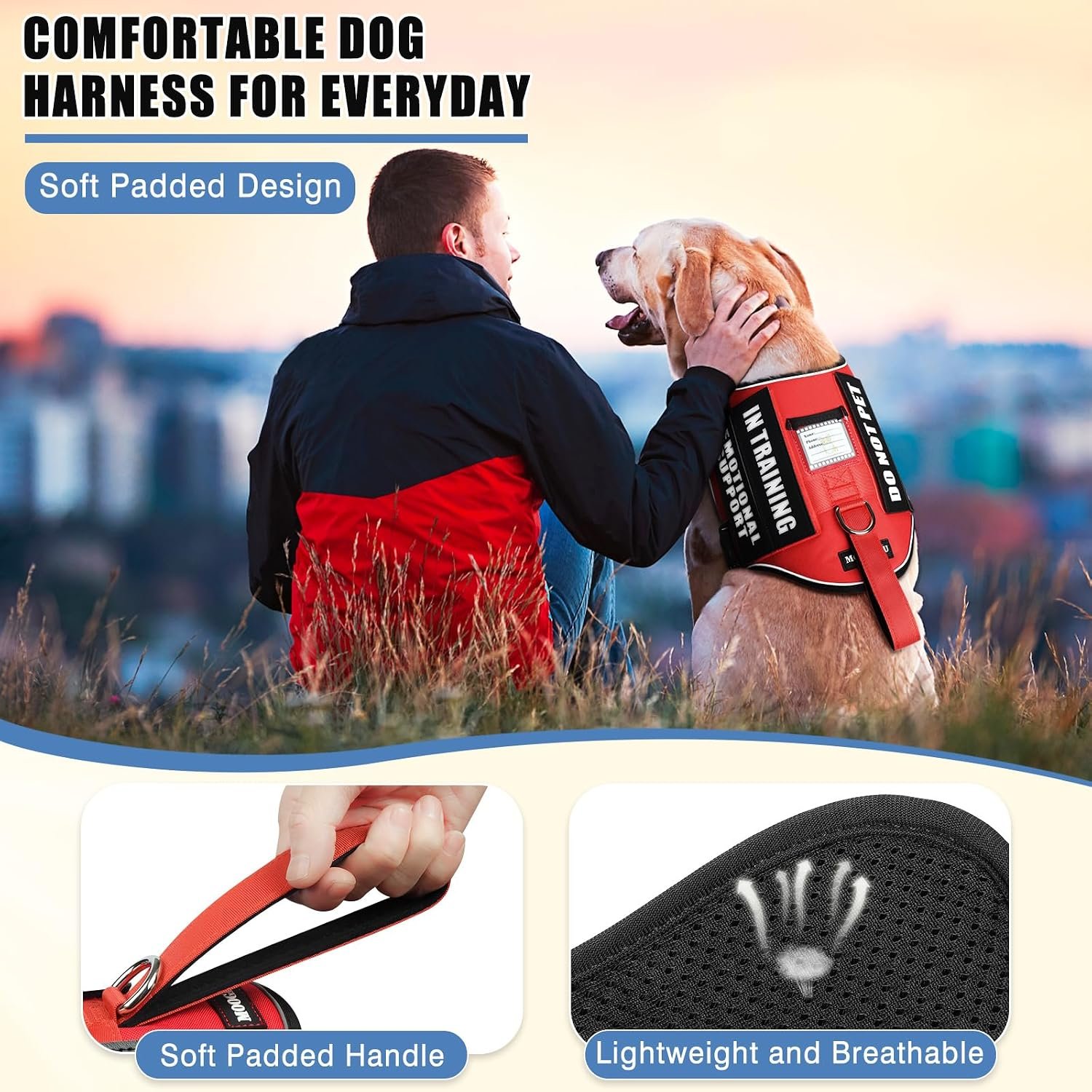 Service Dog Vest Harness+Metal ID Tag+10 Velcro Patches,Red Medium - Image 3