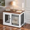 DWVO 28 Inch Dog Crate Furniture with Adjustable Feet & Removable Bowls