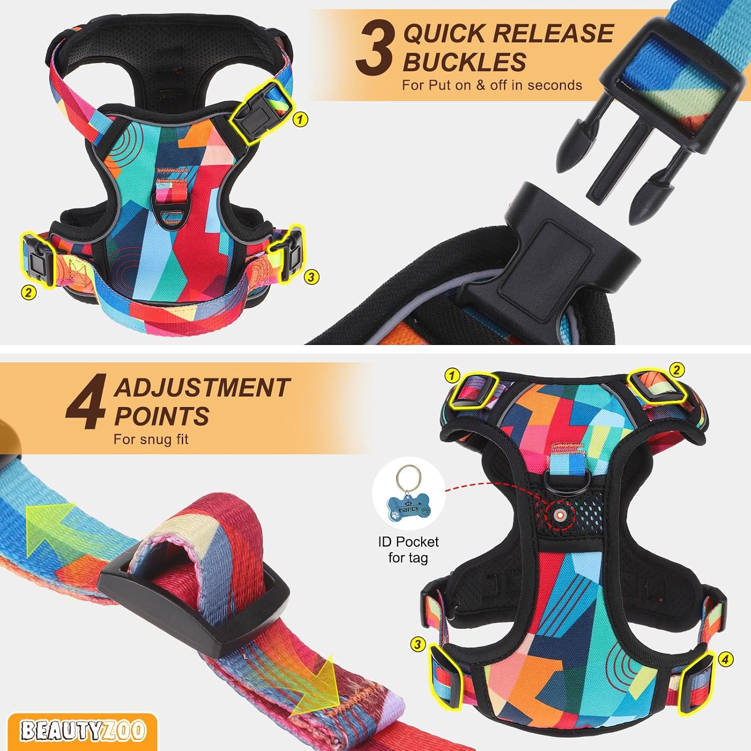 No Pull Dog Harness and Leash Set, Step in Puppy Pet Vest, Small - Image 6
