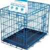 Internet's Best Double Door Steel Crates Collapsible and Foldable Wire Dog Kennel, 24 Inch (Small), Blue