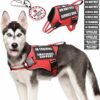 Service Dog Vest Harness+Metal ID Tag+10 Velcro Patches,Red Medium