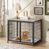 MAHANCRIS Dog Crate Furniture with Cushion, Wooden Dog Kennel with Double Doors, Heavy Duty Dog Cage for Small/Medium/Large Dogs, Indoor Dog House End Table, 31.5" L, Greige DCHG0701