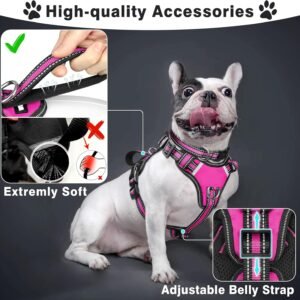 Alternative view of Pet Harness Collar and Leash Set, All-in-one Reflective Dog Harness No Pull with Adjustable Buckles for Puppies, Small, Medium, Large, and Extra-Large Dogs (Large, Rosy)