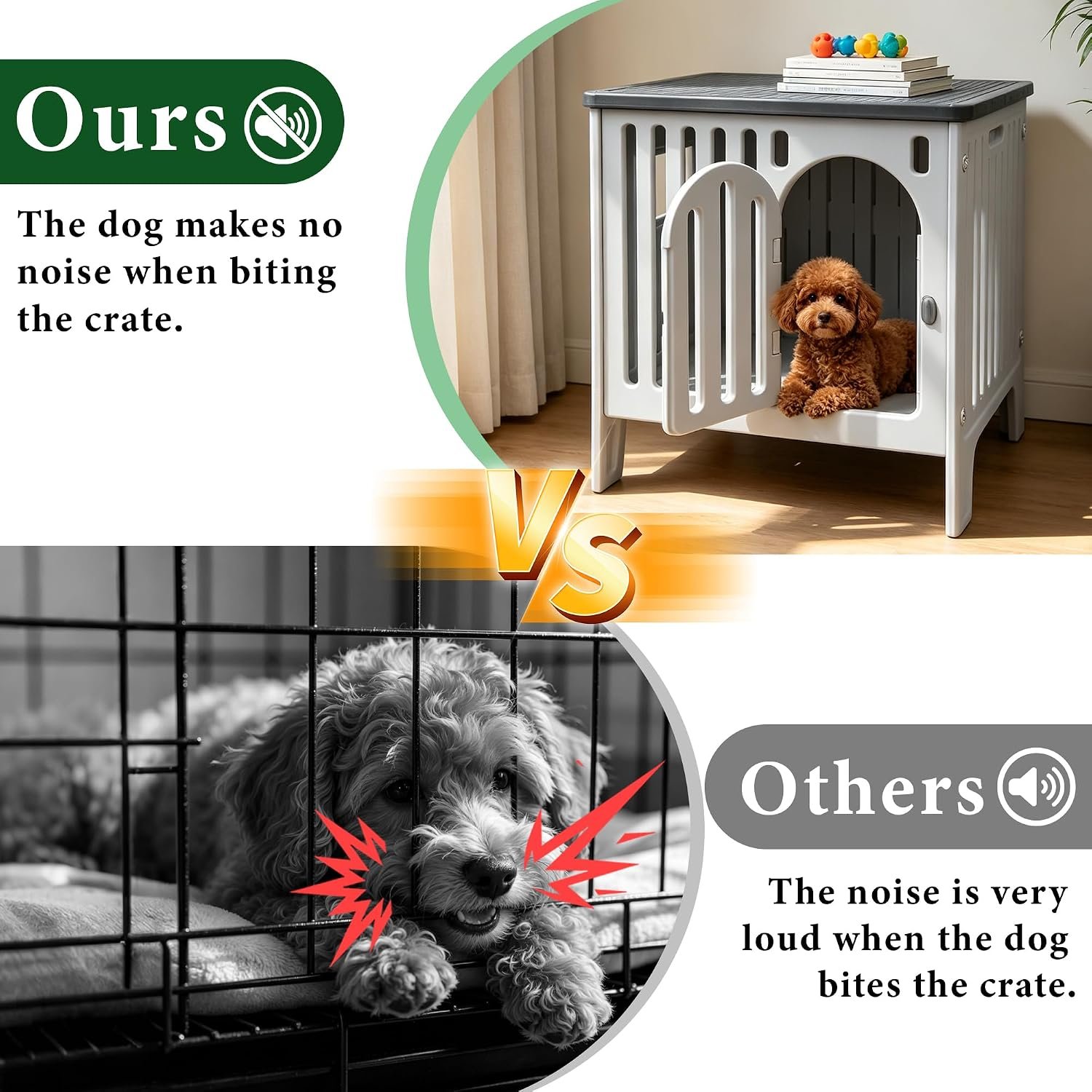 Dog Crate Furniture 26.8“ Plastic Dog Kennel Indoor for Medium and Small Dogs Cage Table - Image 3