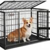Feandrea 36.4" Heavy-Duty Dog Crate, Convenient Feeding Door, Double Doors