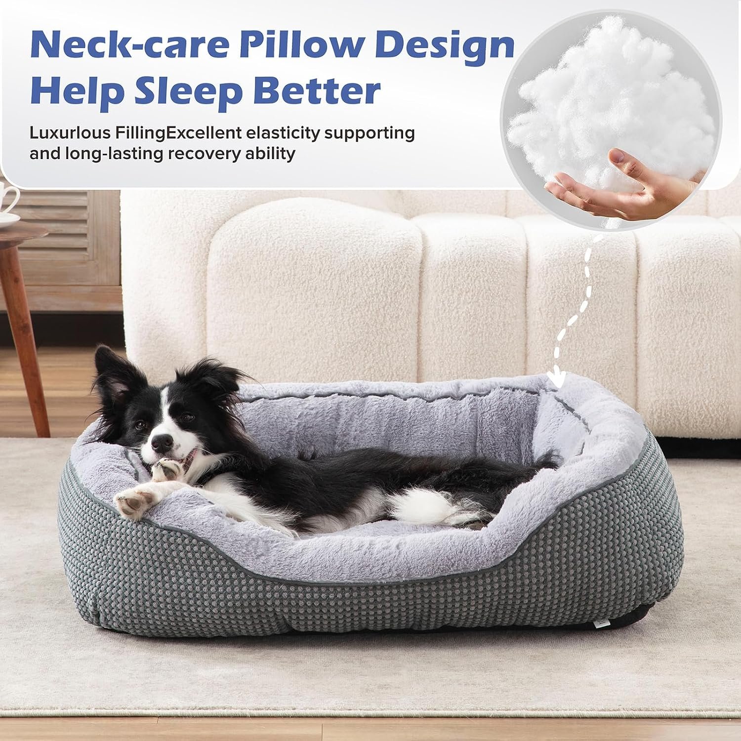 Medium Dog Beds for Medium Dogs Washable, Rectangle Dog Bed Medium Size Dog, Orthopedic Dog Bed, Warming Soft Calming Sleeping Puppy Bed Durable Pet Bed with Anti-Slip Bottom M(30"x24"x9") - Image 3